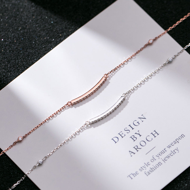 Silver Bracelet Women Elegant Curved Gang Drill