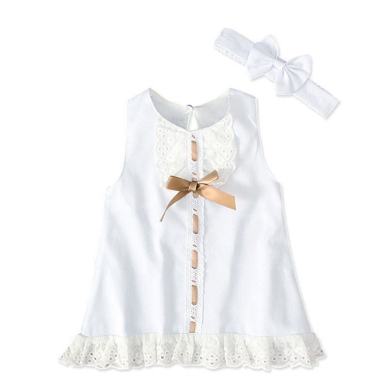 Girls baby sleeveless dress with bow