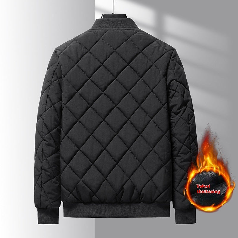 Fashion Rhombic-sewing Design Thickened Baseball Jacket