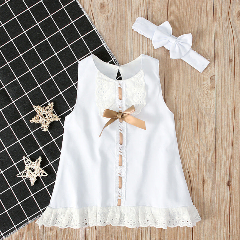 Girls baby sleeveless dress with bow