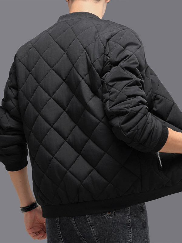 Fashion Rhombic-sewing Design Thickened Baseball Jacket