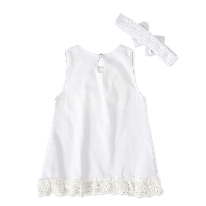 Girls baby sleeveless dress with bow