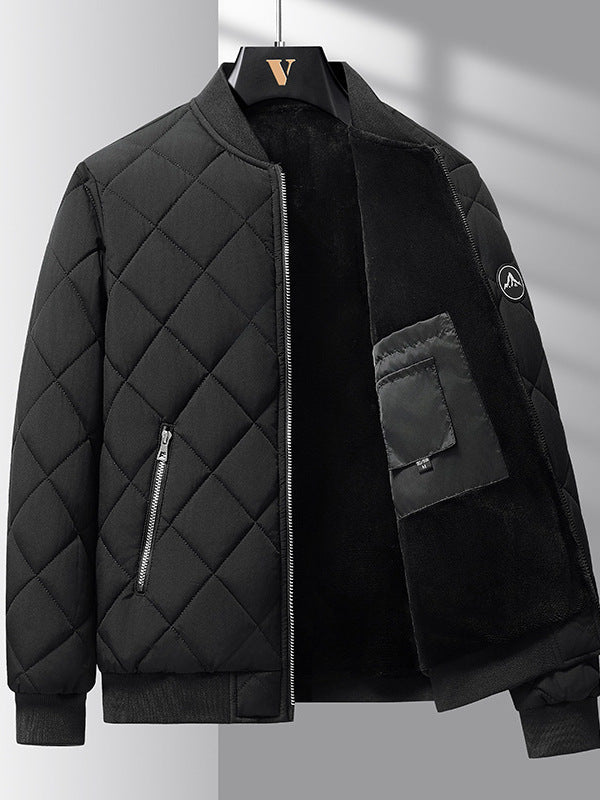 Fashion Rhombic-sewing Design Thickened Baseball Jacket