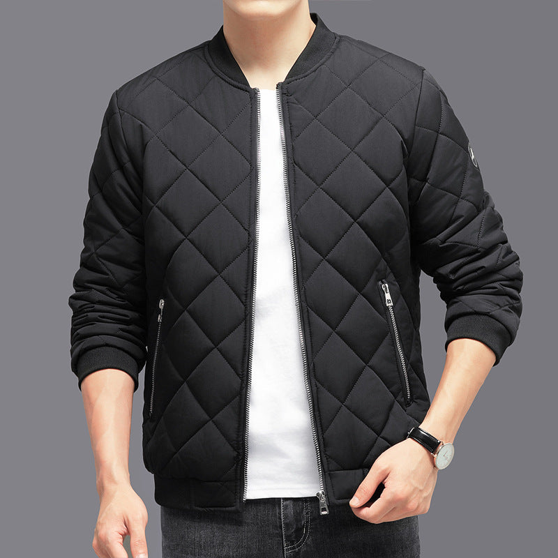 Fashion Rhombic-sewing Design Thickened Baseball Jacket
